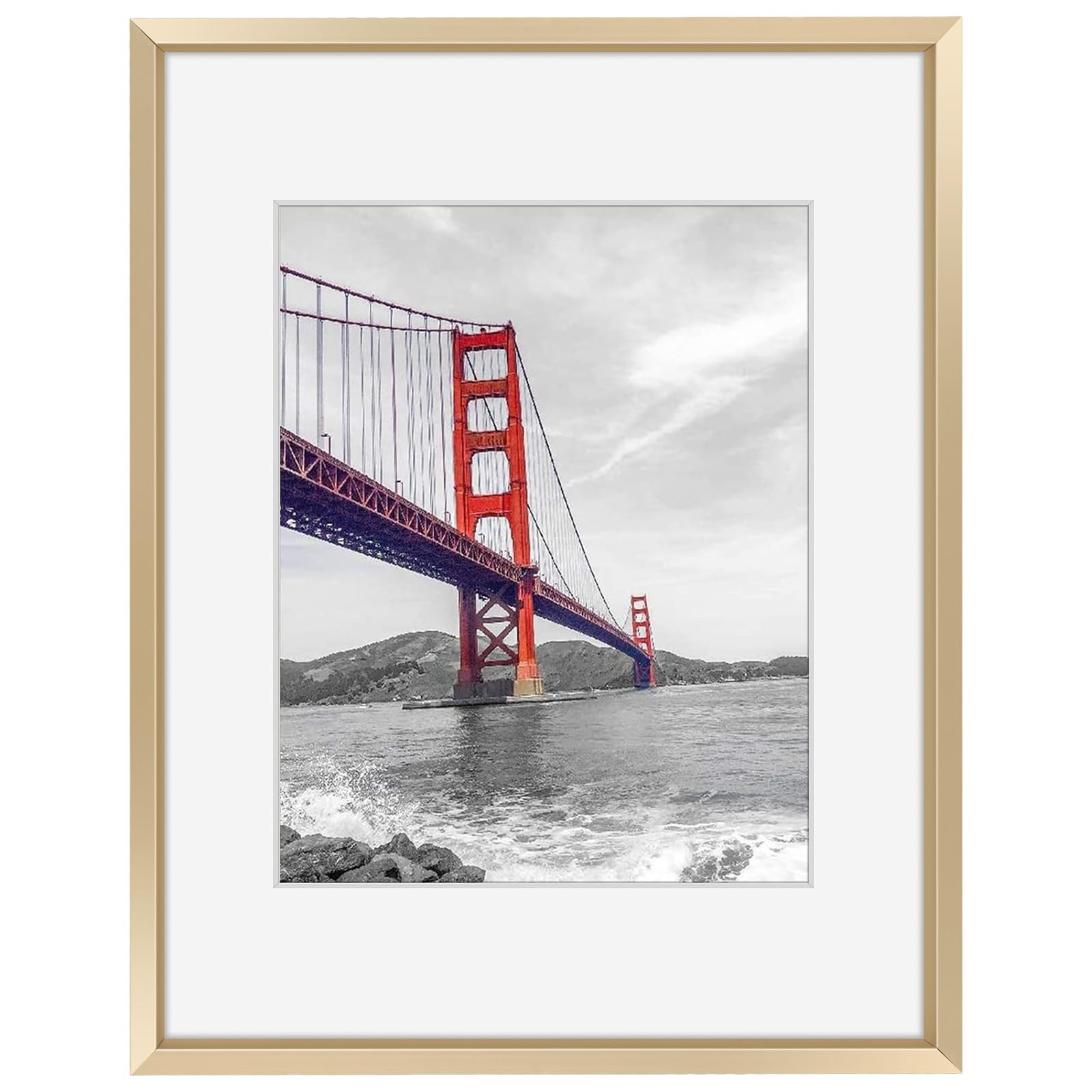 Frametory, 11×14 Metal Picture Frame with Mat for 8×10 (1 Pack), Gold