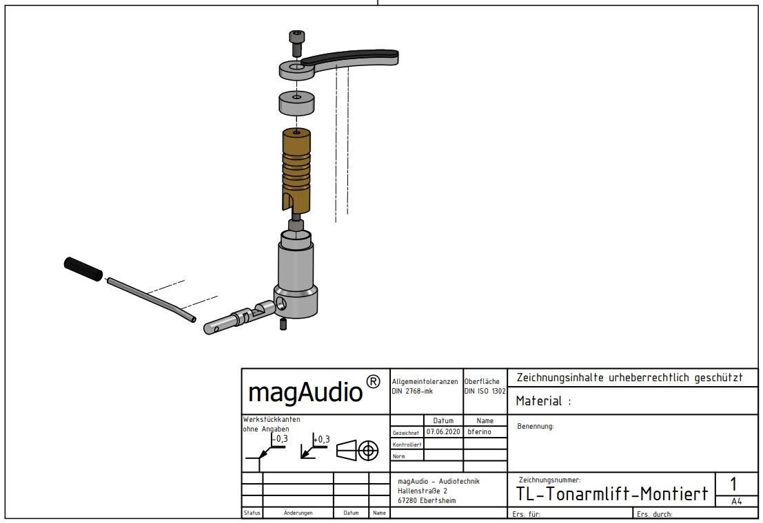 Tonearm Lift 0 1/2in After Jelco JL-45 Specifications By magAudio ML50 1/2 “