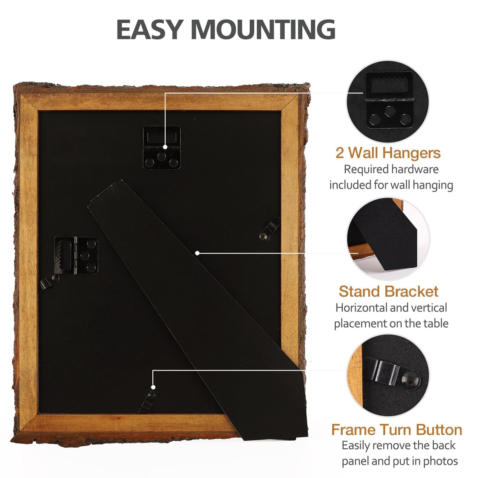 Golden State Art, 8×10 Picture Frame Rustic Brown, Solid Wood 8×10, 1 Pack