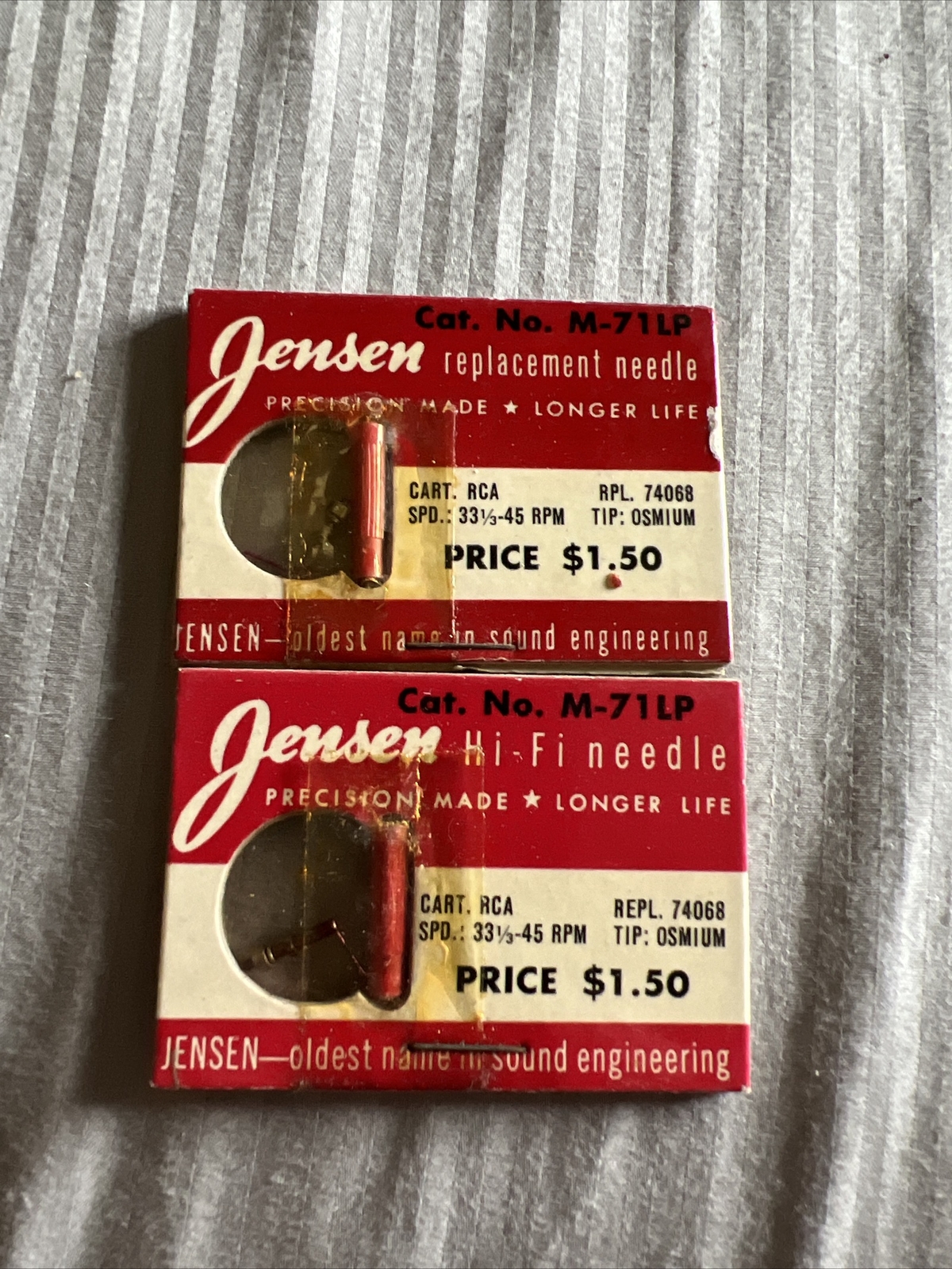 Lot Of 2: Jensen M-71LP Phono Stylus Needle for RCA Cartridge Repl. 74068 NOS