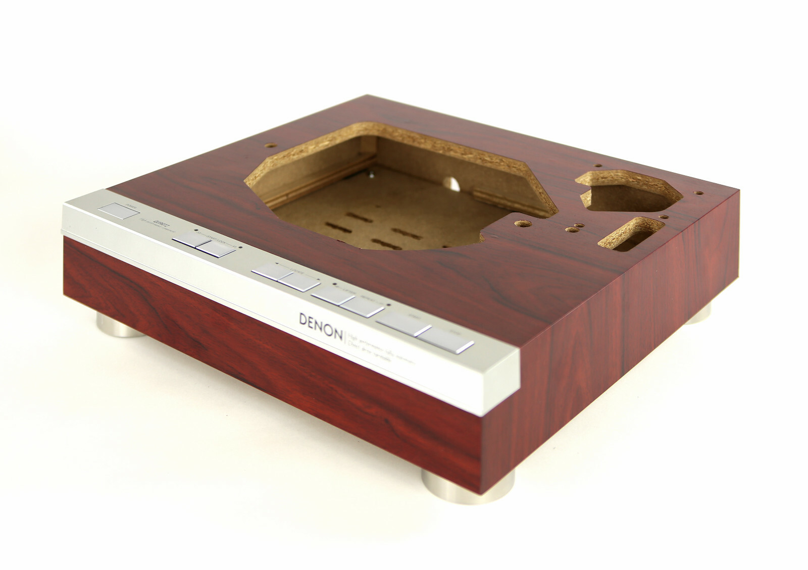 Original Denon DP-47F Case Wrapped In Mahogany Without Feet Without Control Bar