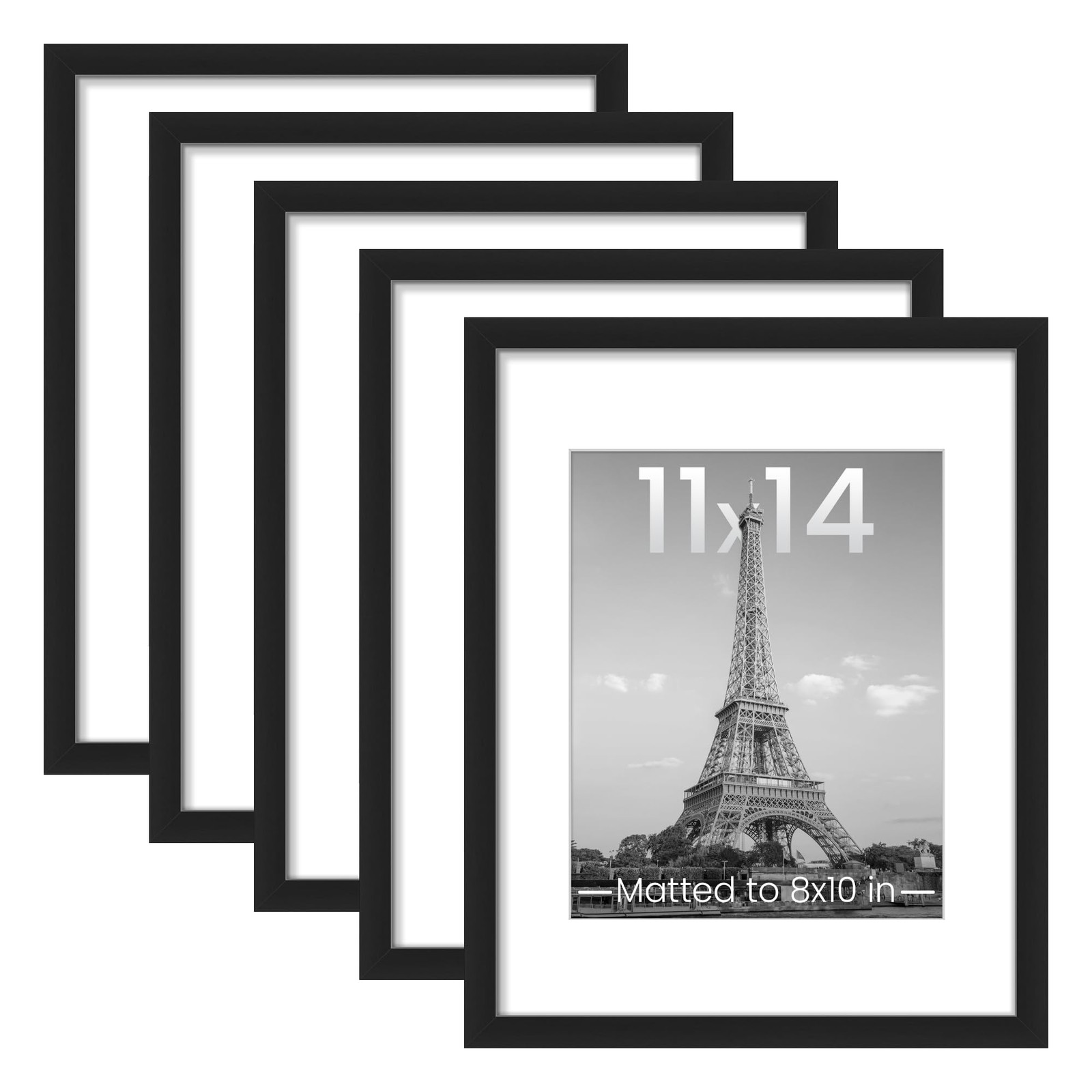 upsimples 11×14 Picture Frame Set of 5, Display Pictures 8×10 11×14, Black