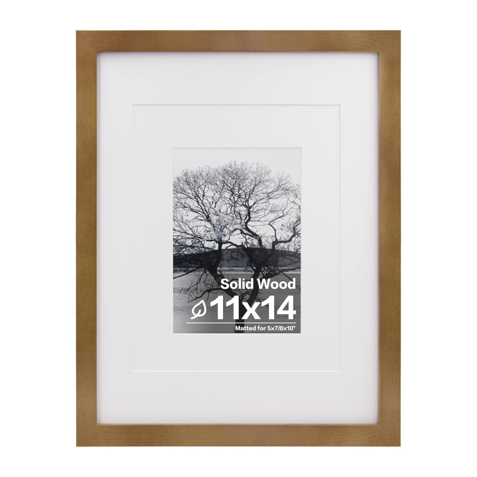 Egofine 11×14 Picture Frame Made of Solid Wood with 11×14, Light Brown