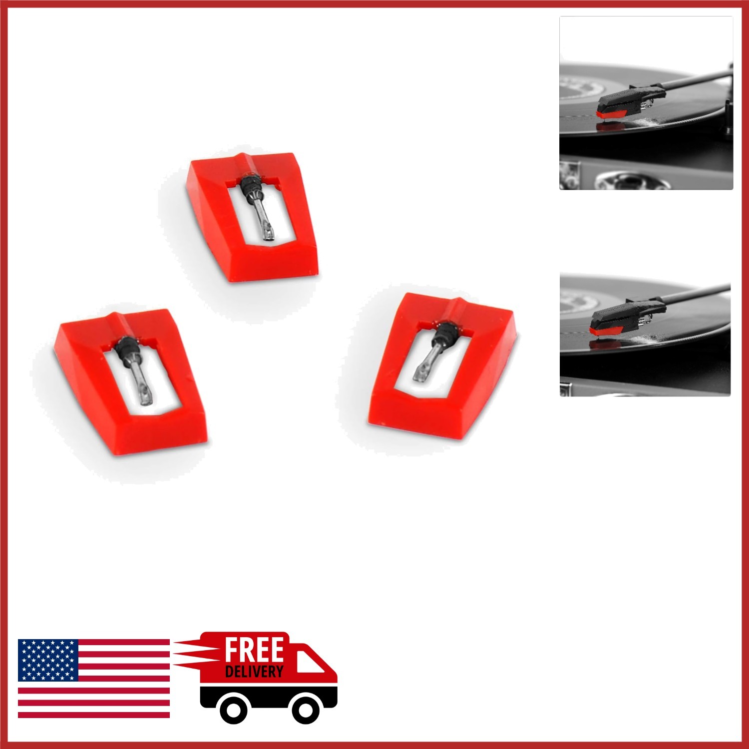 Replacement Stylus Needles for Turntables 3-Pack Compatible with Many Models