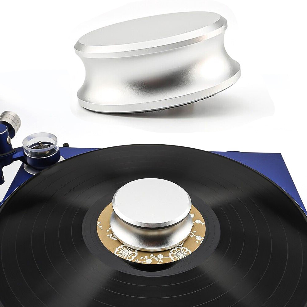 Silver LP Vinyl Record Player Balanced Disc Stabilizer Turntable Weight Clamp