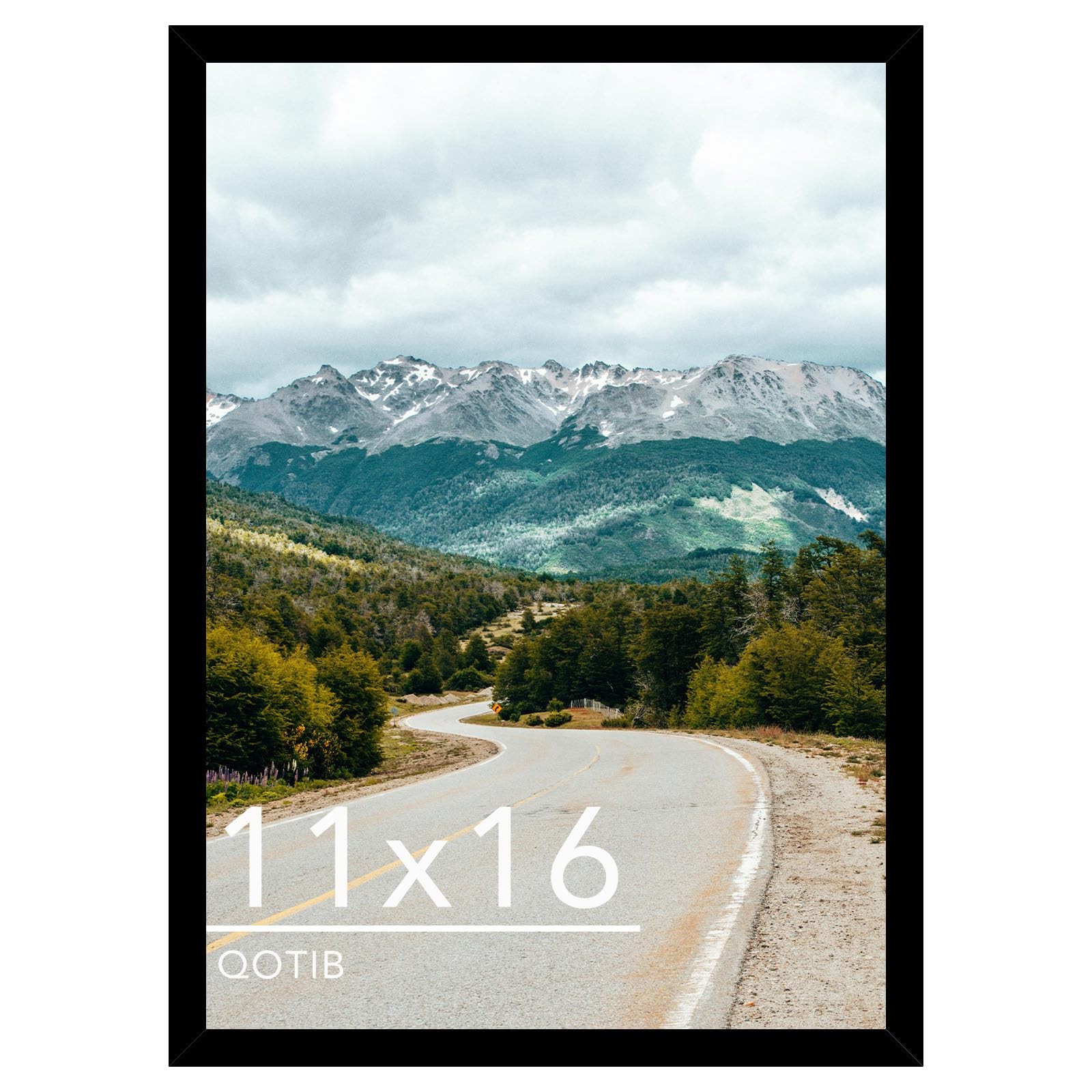 QOTIB 11×16 Picture Frame Black for Wall Hanging, Wood 11 x inch,