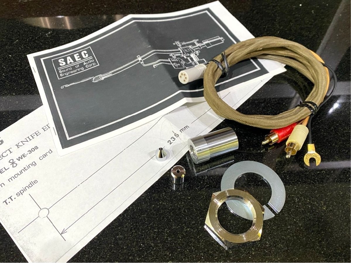 SAEC WE-308 Double Knife Edge Tonearm Phono Cable Refilled Lifter Oil Tested