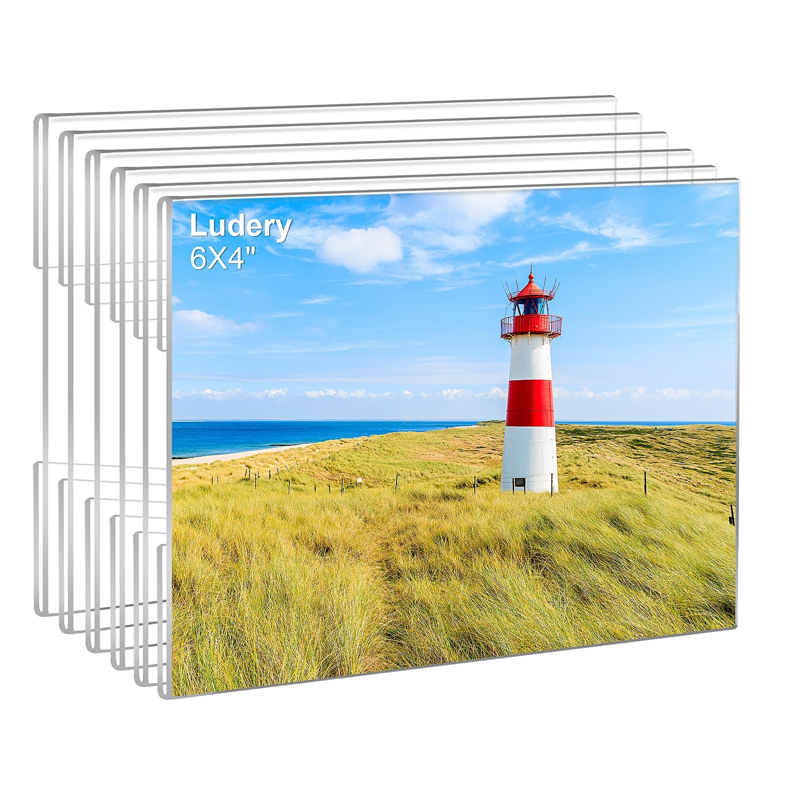 Ludery 4×6 Acrylic Picture Frames Set of 6, Clear Photo 4×6”, Horizontal