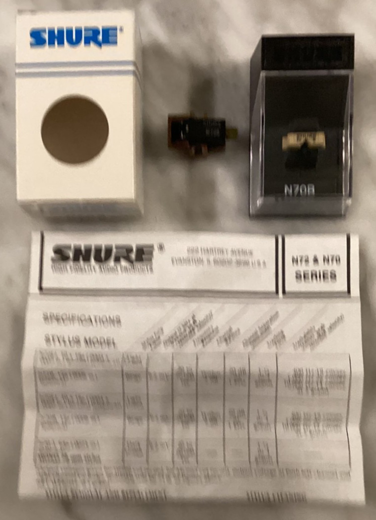 SHURE M70BX CARTRIDGE AND NEW GENUINE SHURE N70BX STYLUS IN DISPLAY CASE & BOX