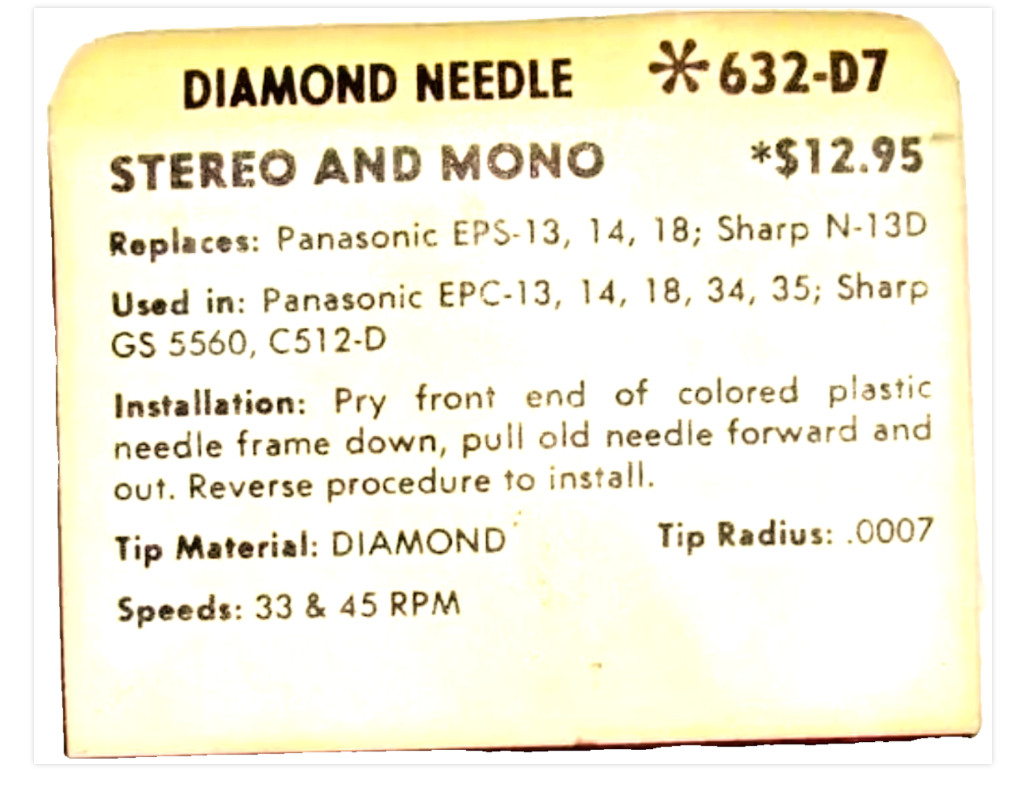 Panasonic EPC-13 EPC-14 EPC-18 EPC-35 Needle for Panasonic EPS-13 EPS-14 EPS-18