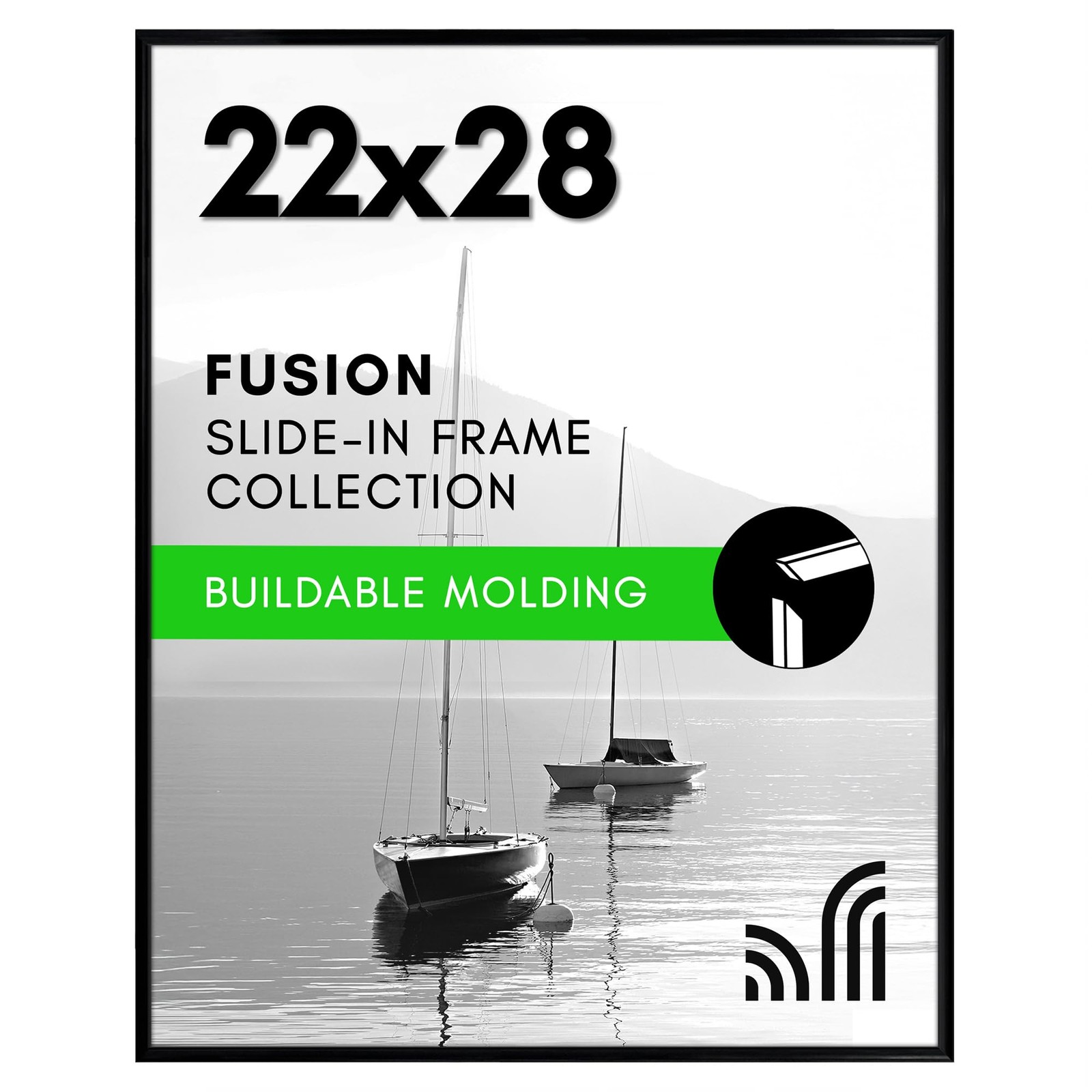 Americanflat 22×28 Poster Frame with Polished Front Cover – 22×28, Black