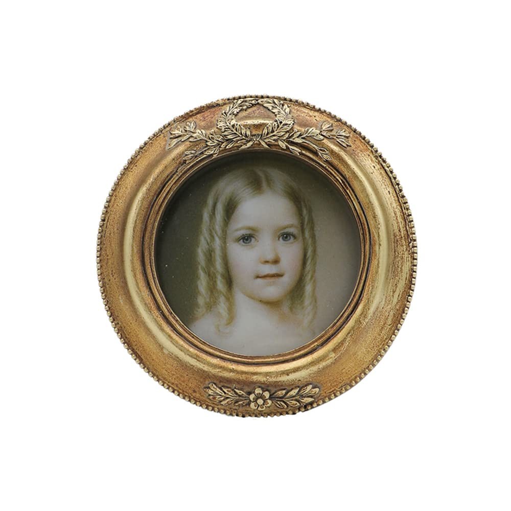 SYLVIA’S SHOP Small Vintage 3×3 Round Picture Frame, 3 x 3 Round, Bronze Gold