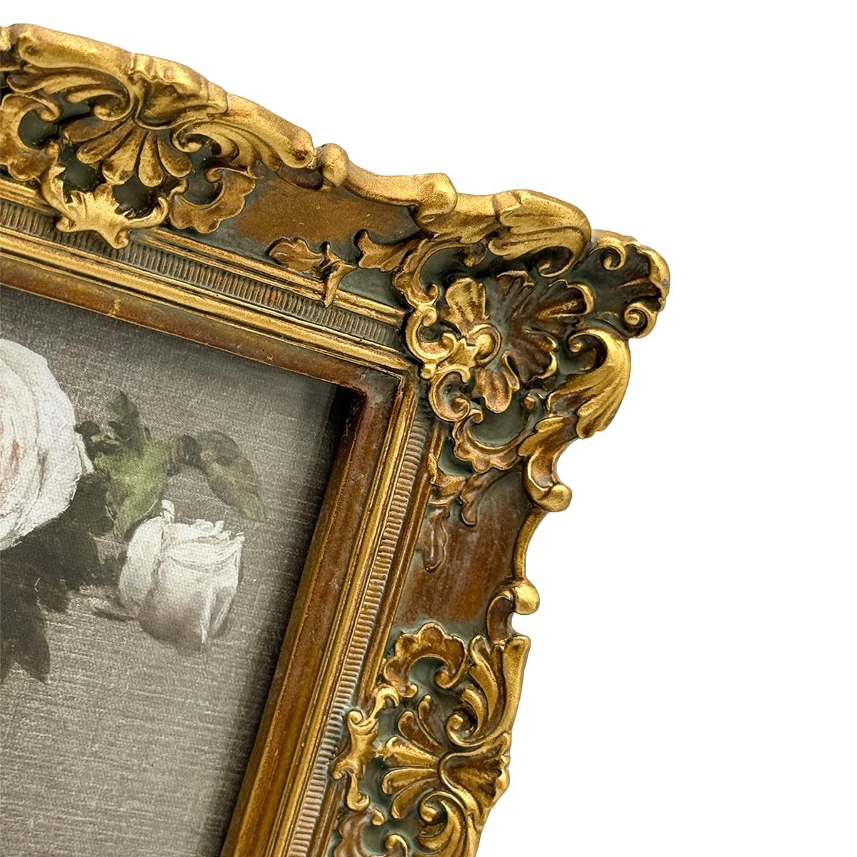 CISOO 4×4 Vintage Small Picture Frame, Antique Ornate Bronze Gold 4×4,