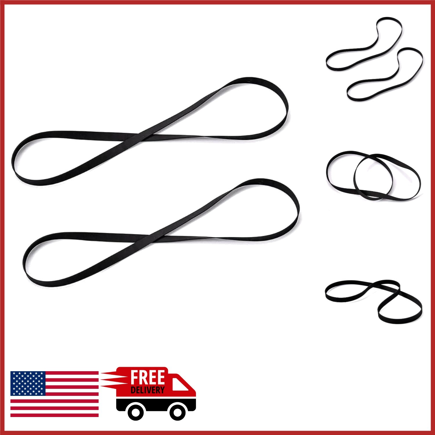 2PCS Turntable Belt for Belt-Driven Record Players Noise Reduction Rubber