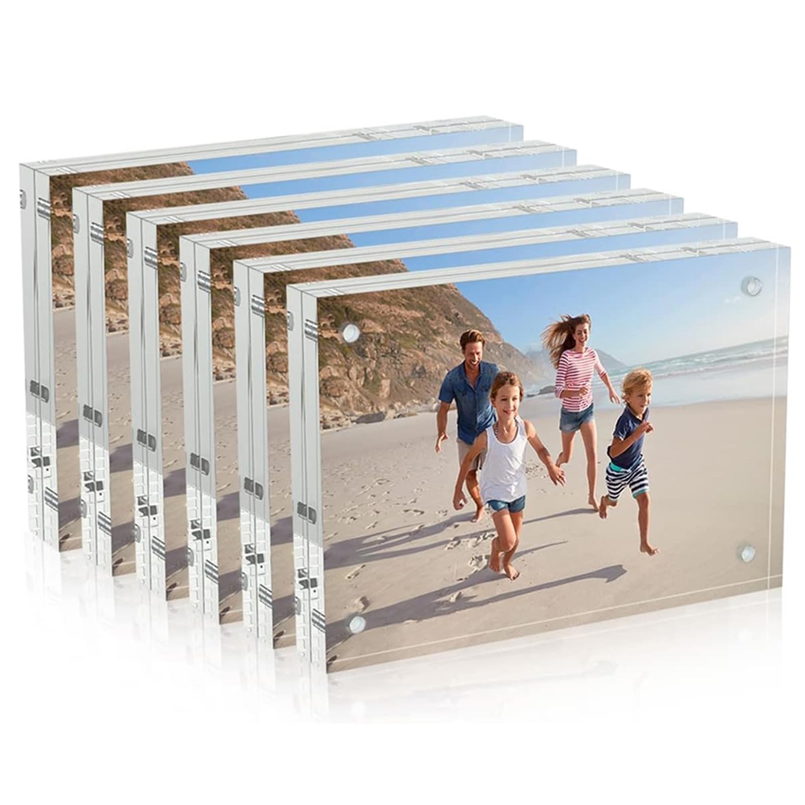 AITEE 4×6 Acrylic Picture Frames 6 Pack, 20% Thicker Block, Clear 4×6, 6