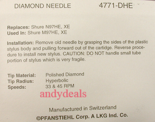 HYPERBOLIC STYLUS Needle Shure N97ED N-97ED M97XE M97 N97 N105E 4771-DHE *