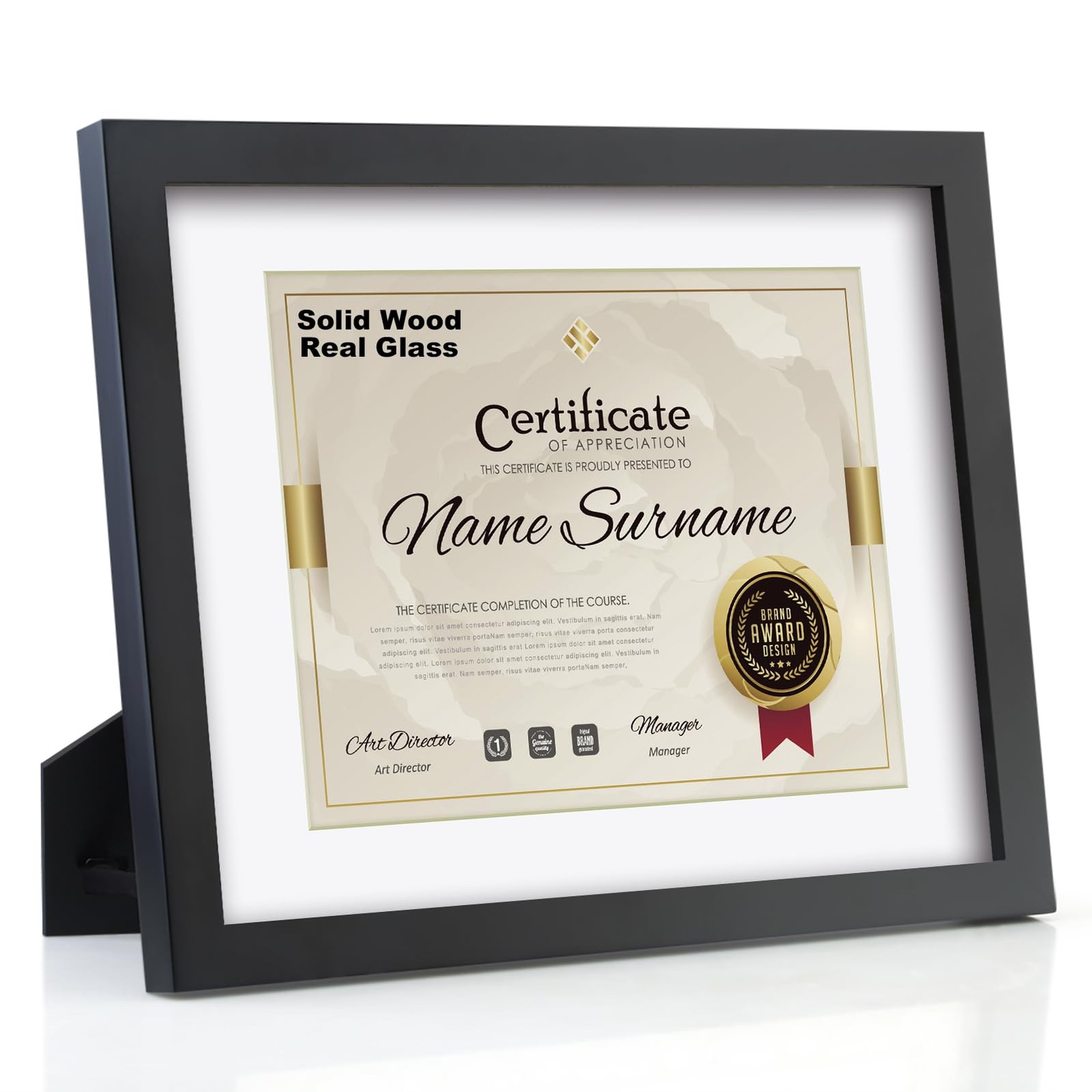 RPJC 11×14 Diploma Frame for Certificate & Documents, Solid Wood 11×14, Black