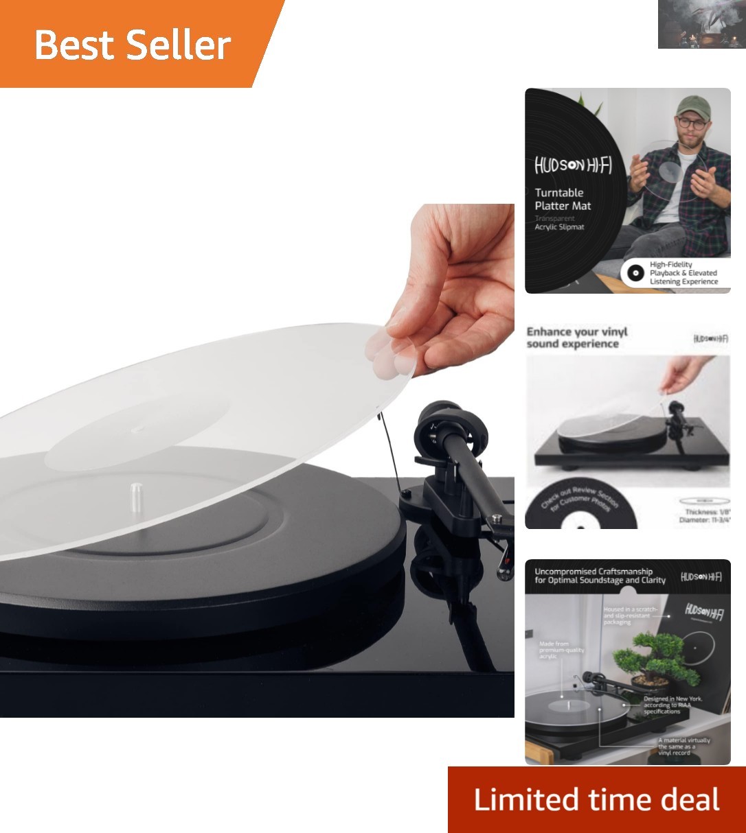 11.75” Acrylic Turntable Slipmat – Enhance Sound with Anti-Static Technology