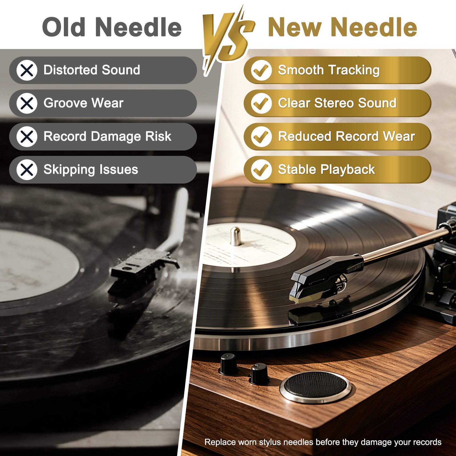 6xRecord Player Needle Stylus Replacement for Vinyl Turntable Crosley ION Jensen