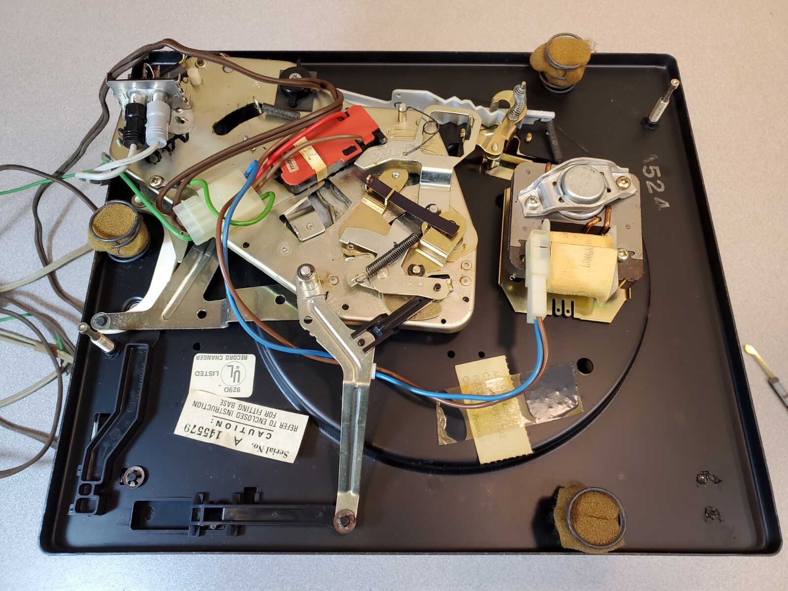 Garrard 440c Turntable Platform Assembly with Platter, Changer Parts & Tonearm