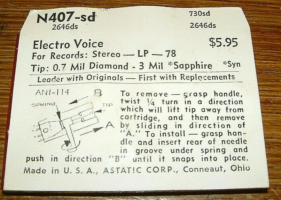 Stereo Record NEEDLE 375-DS77 for EV2646DS KMD CKD CLS in 5094 5044 5093 N407sd
