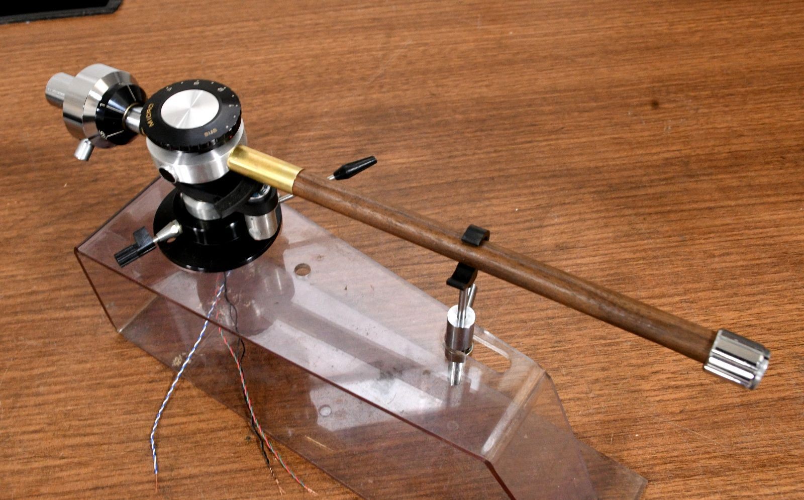 Onmon MA-505L Wooden Pure Straight Tonearm Zero Offset Angle Long Used