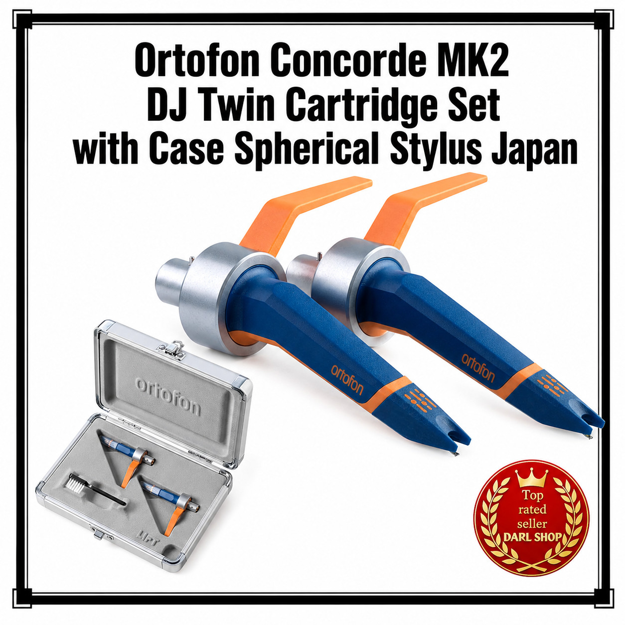 Ortofon Concorde MK2 DJ Twin Cartridge Set with Case Spherical Stylus Japan