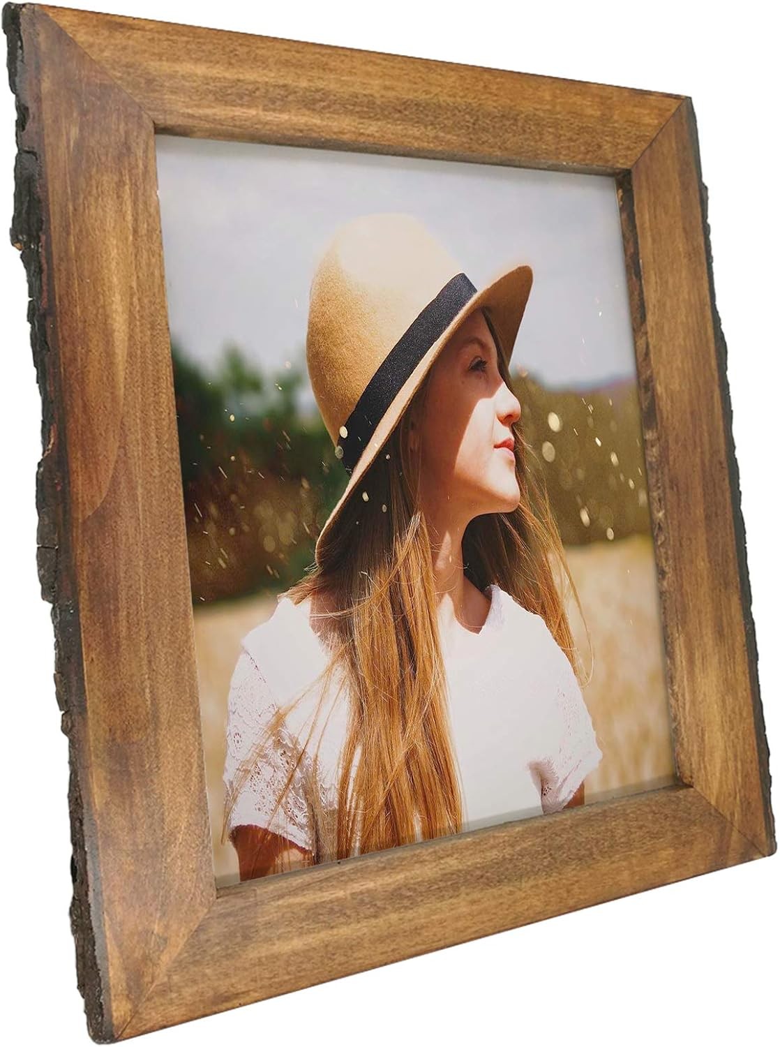 IKEREE 8×10 Picture Frames with Bark Edges, Rustic Wood inch, Brown
