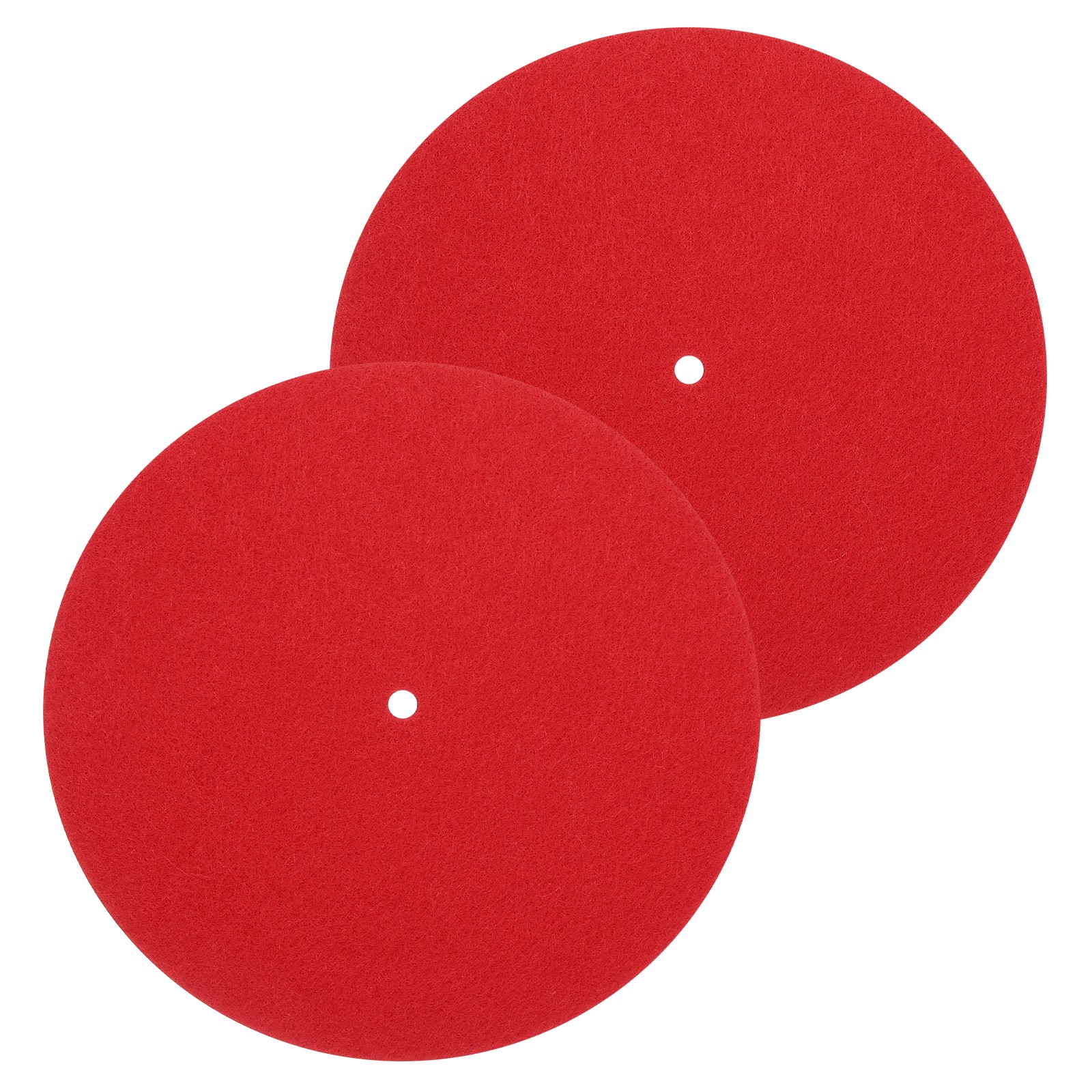 2 Pcs Record Player Mat, 7 Inch Turntable Mat 3mm Felt Turntable Pad, Red