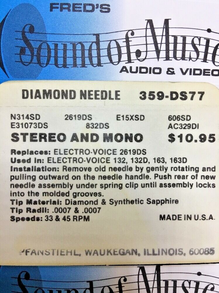Buy One Get One Free Pfanstiehl 359-DS77 Diamond Stylus “Dual Needle” 359DS77