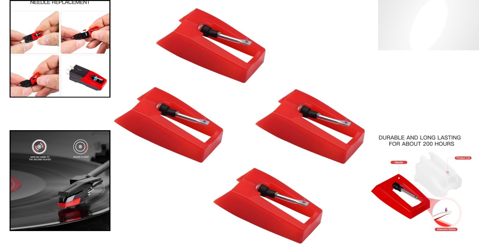 Compact 4pcs Diamond Stylus Replacement for Elevated Vinyl Listening Experience
