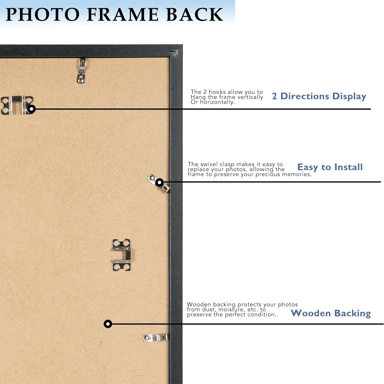 QOTIB 11×16 Picture Frame Black for Wall Hanging, Wood 11 x inch,