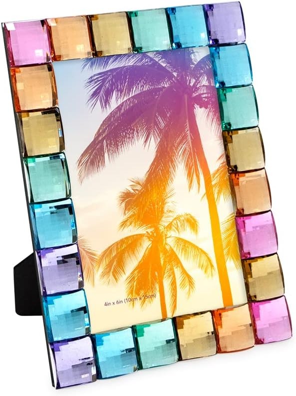 Isaac Jacobs Decorative Sparkling Jewel Picture Frame, Photo 4×6, Rainbow