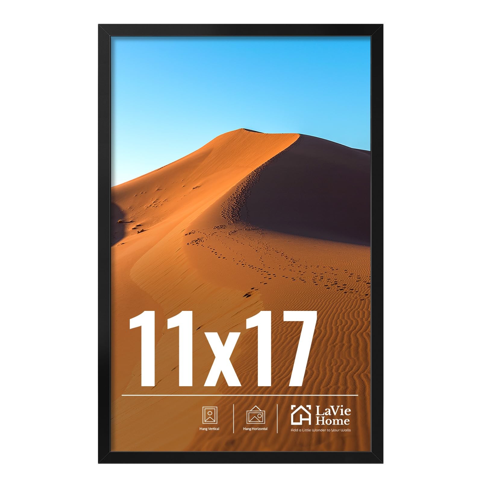 LaVie Home 11×17 Picture Frame for Wall Display, Black 11×17,
