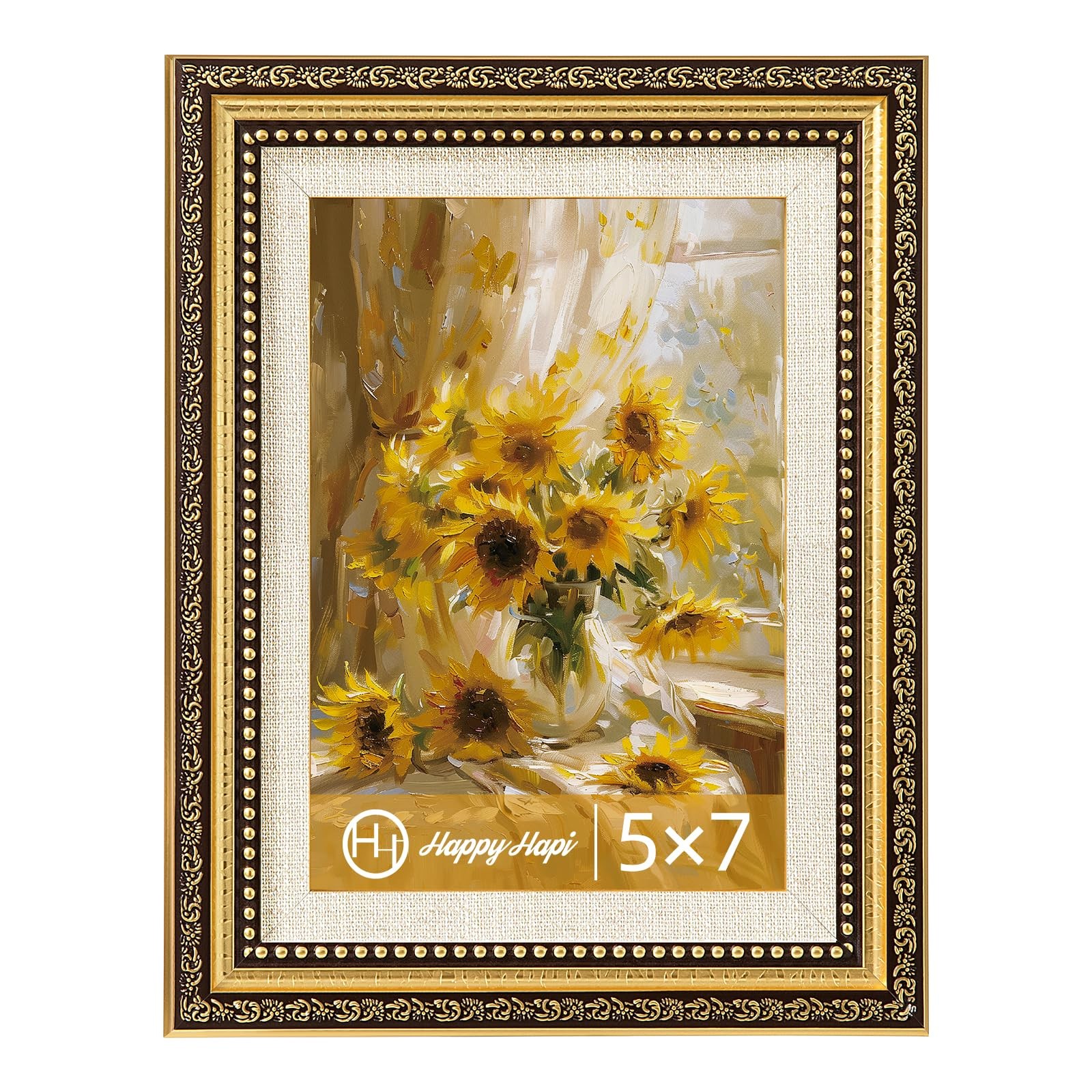 HappyHapi 5×7 Picture Frame, Vintage Frames for 5 x 7, vintage gold