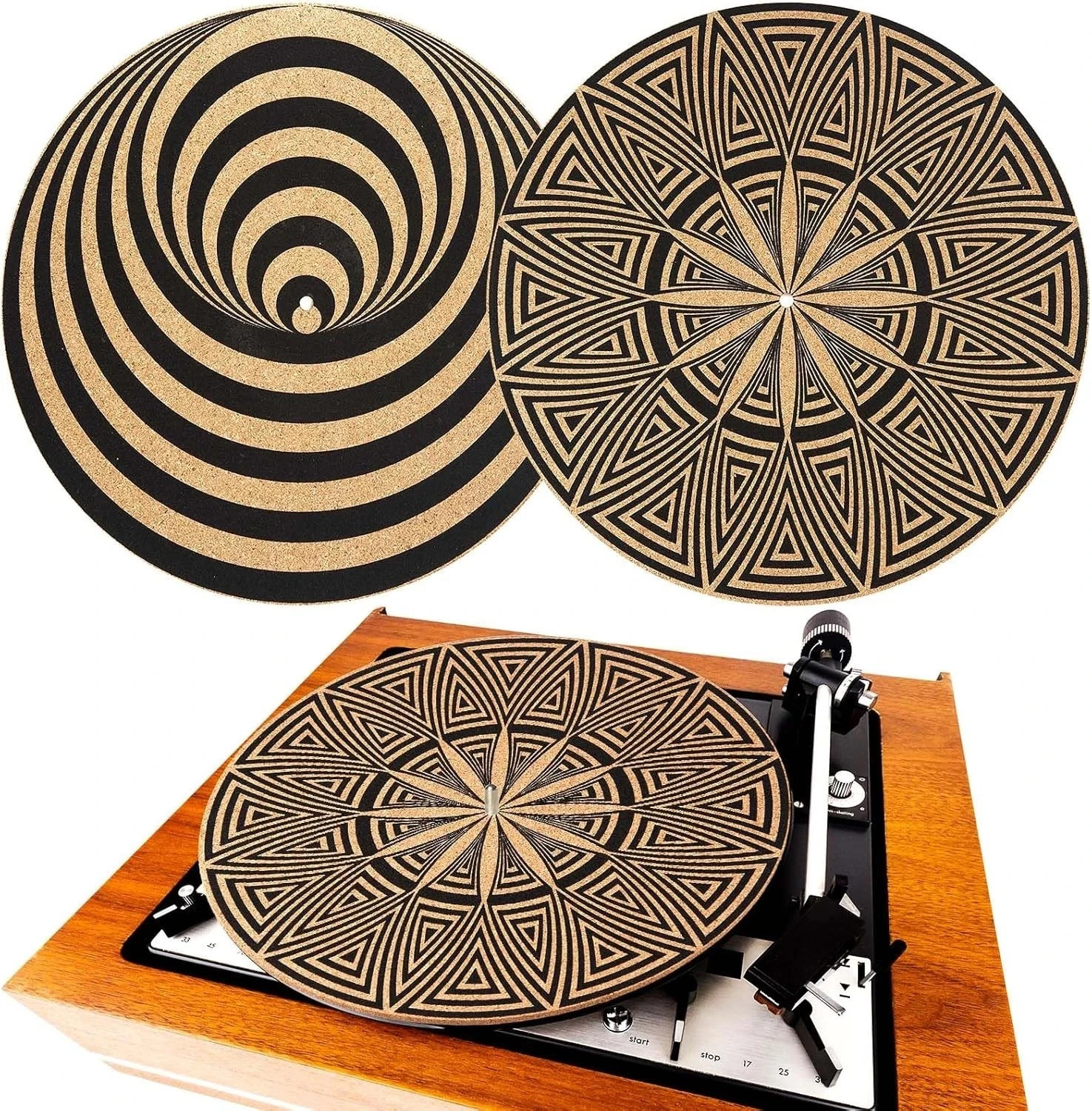 2 Pcs Cork Turntable Mat/3mm Thick for Better Sound Support on Burnt Sienna