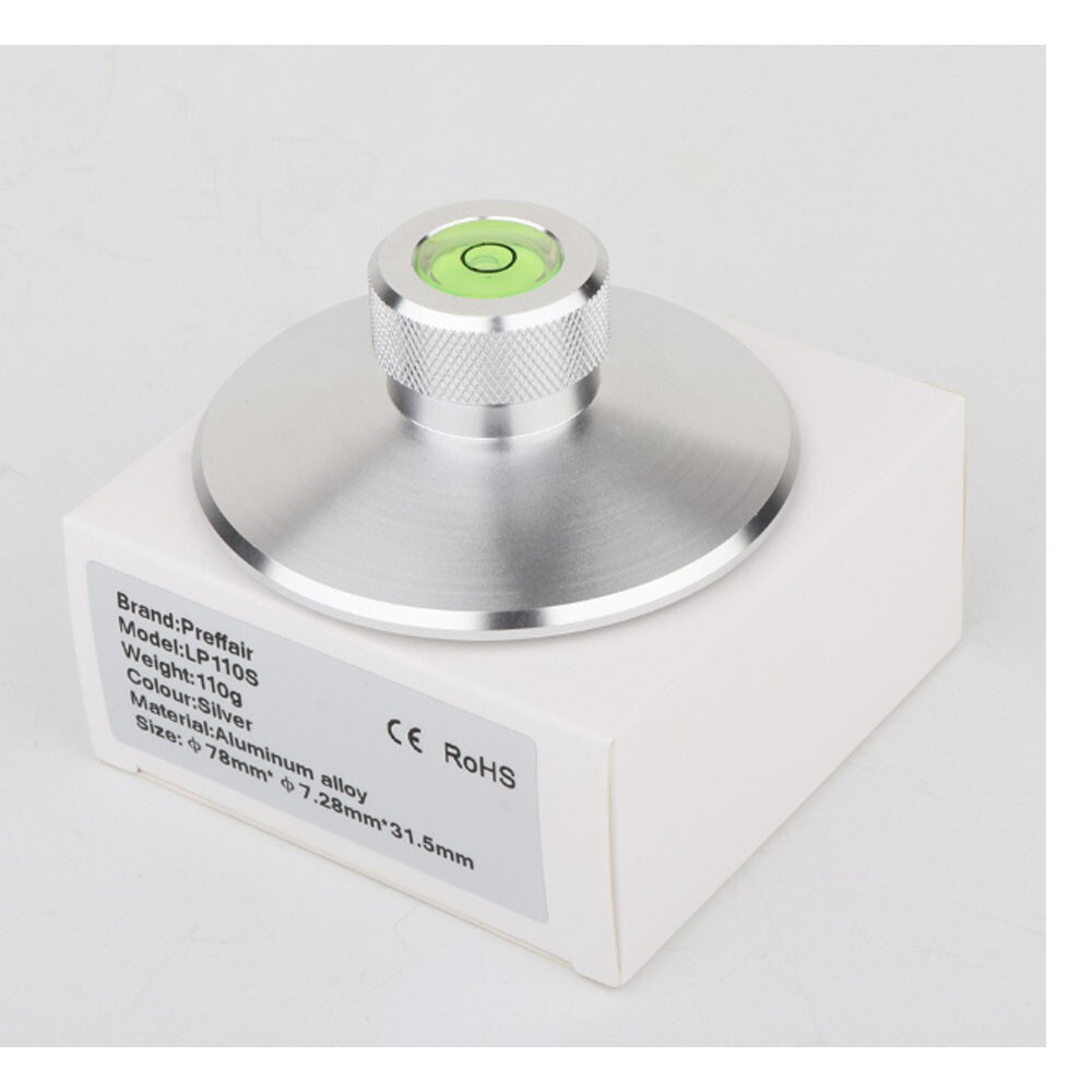 Silver Aluminum Turntable LP Vinyl Record Weight Clamp Stabilizer Bubble Level