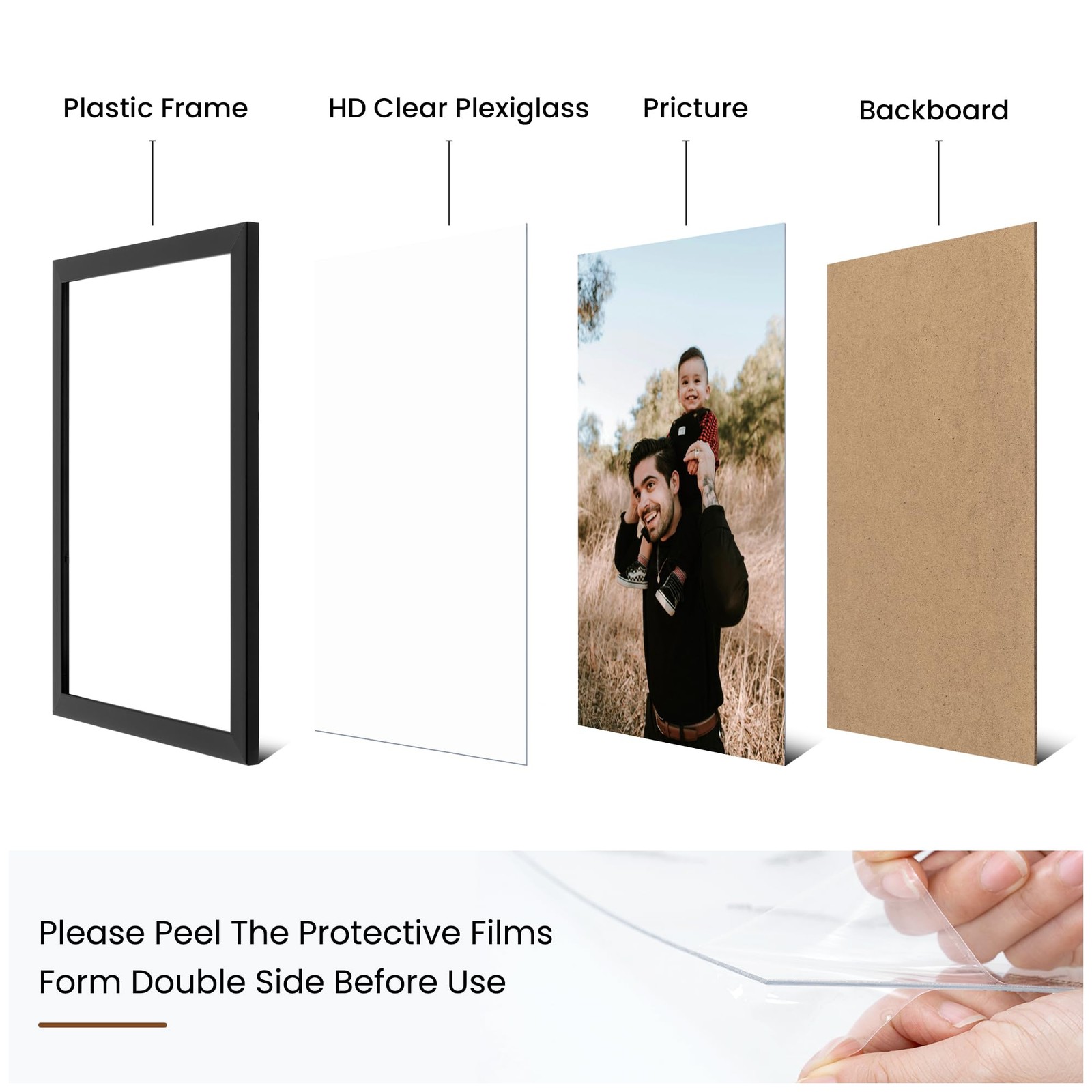 8×10 Picture Frame Set of 2,Display Pictures 8×10, 2（Black)