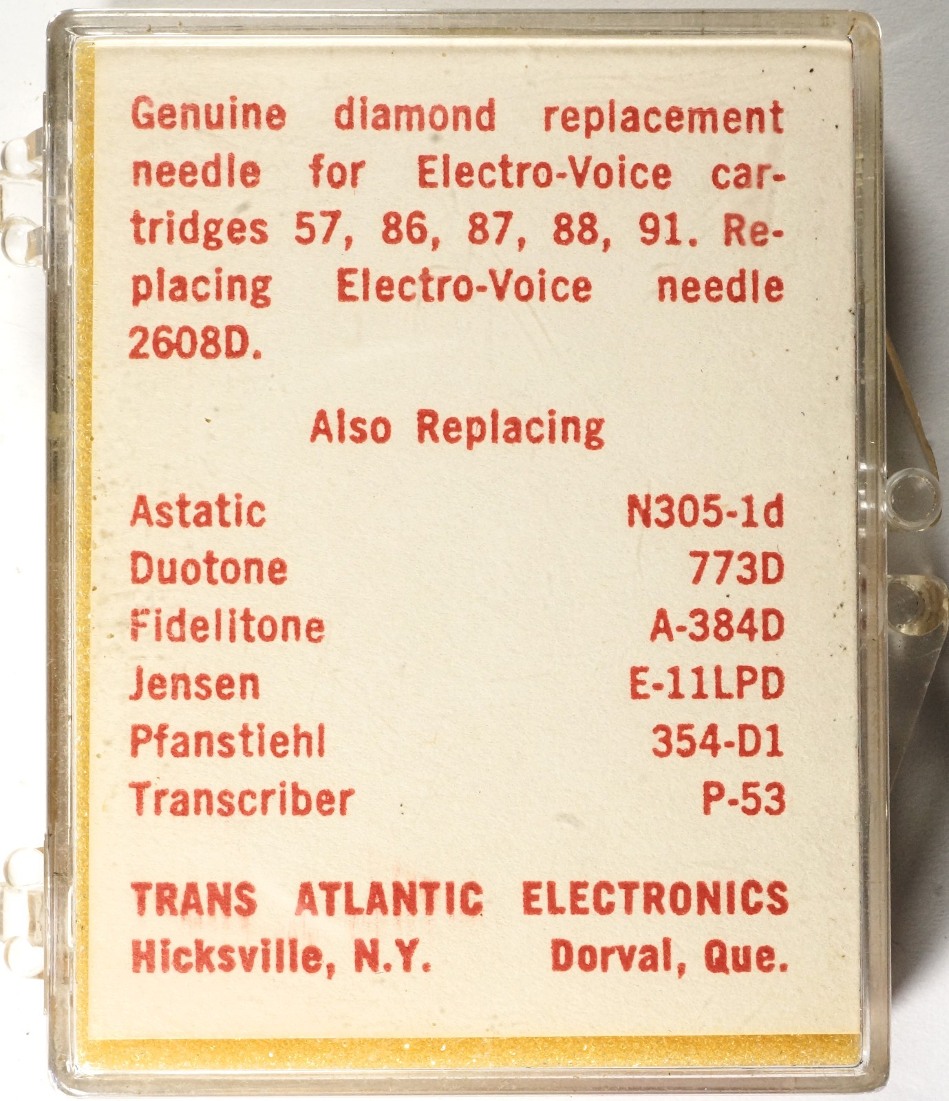 NOS Diamond Needle Stylus TAE 5838D For 57 86 87 88 91 2608D N305-1D 773D A-384D