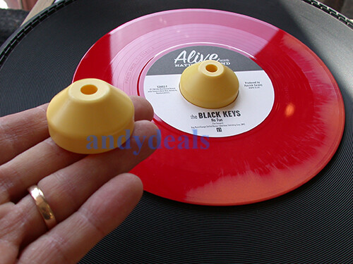 1 New Yellow Dome Universal Plastic 45 RPM 7″ Record Adapter Easy Quick Change