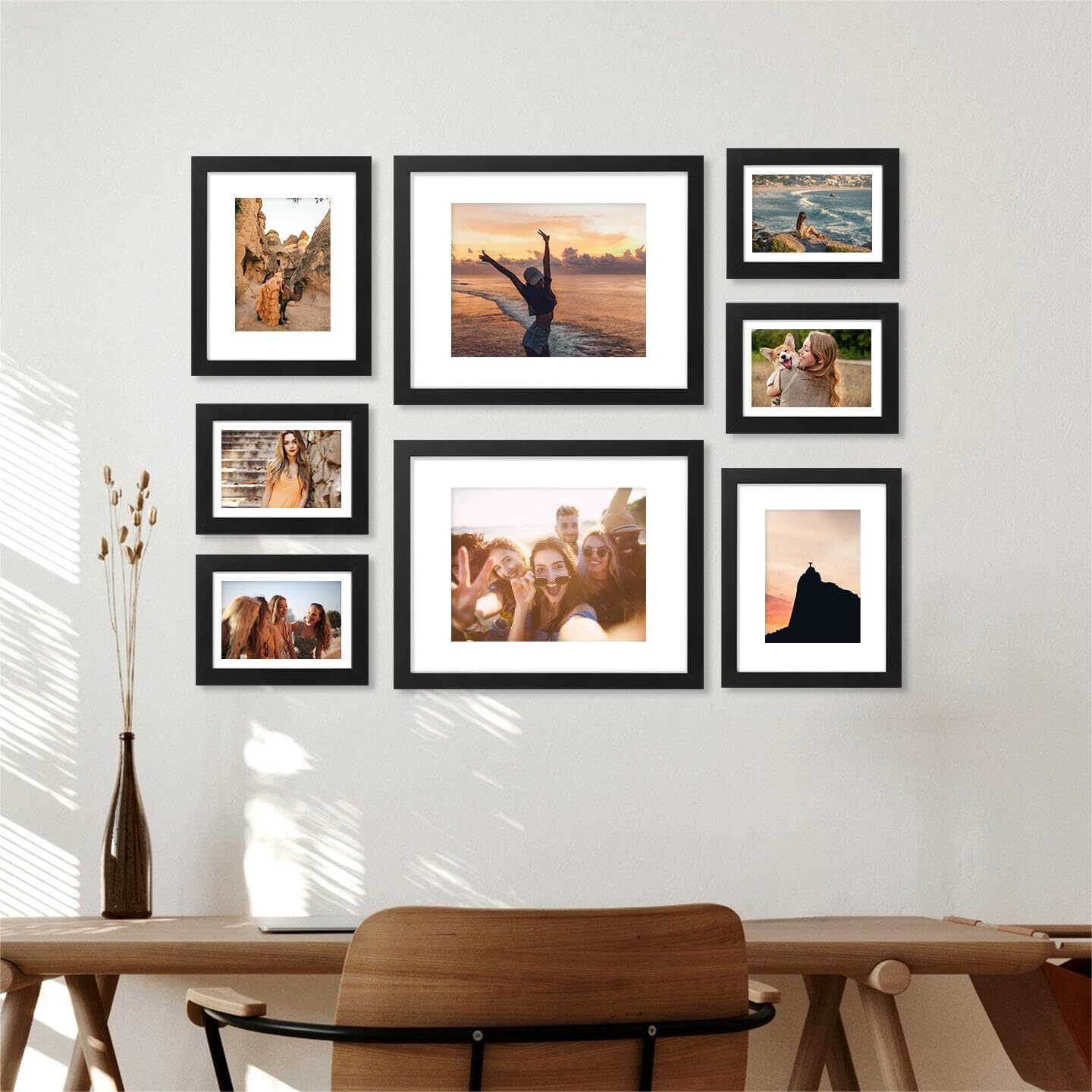 decorUhome 8×10 Picture Frame, Display Pictures 5×7 (Pack of 1), Black