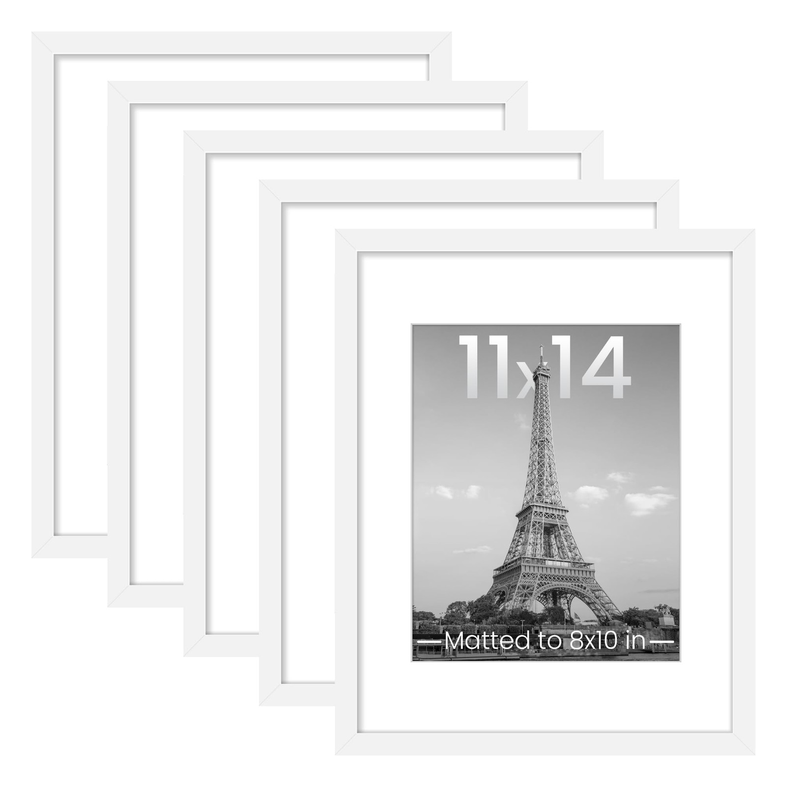upsimples 11×14 Picture Frame Set of 5, Display Pictures 8×10 11×14, White
