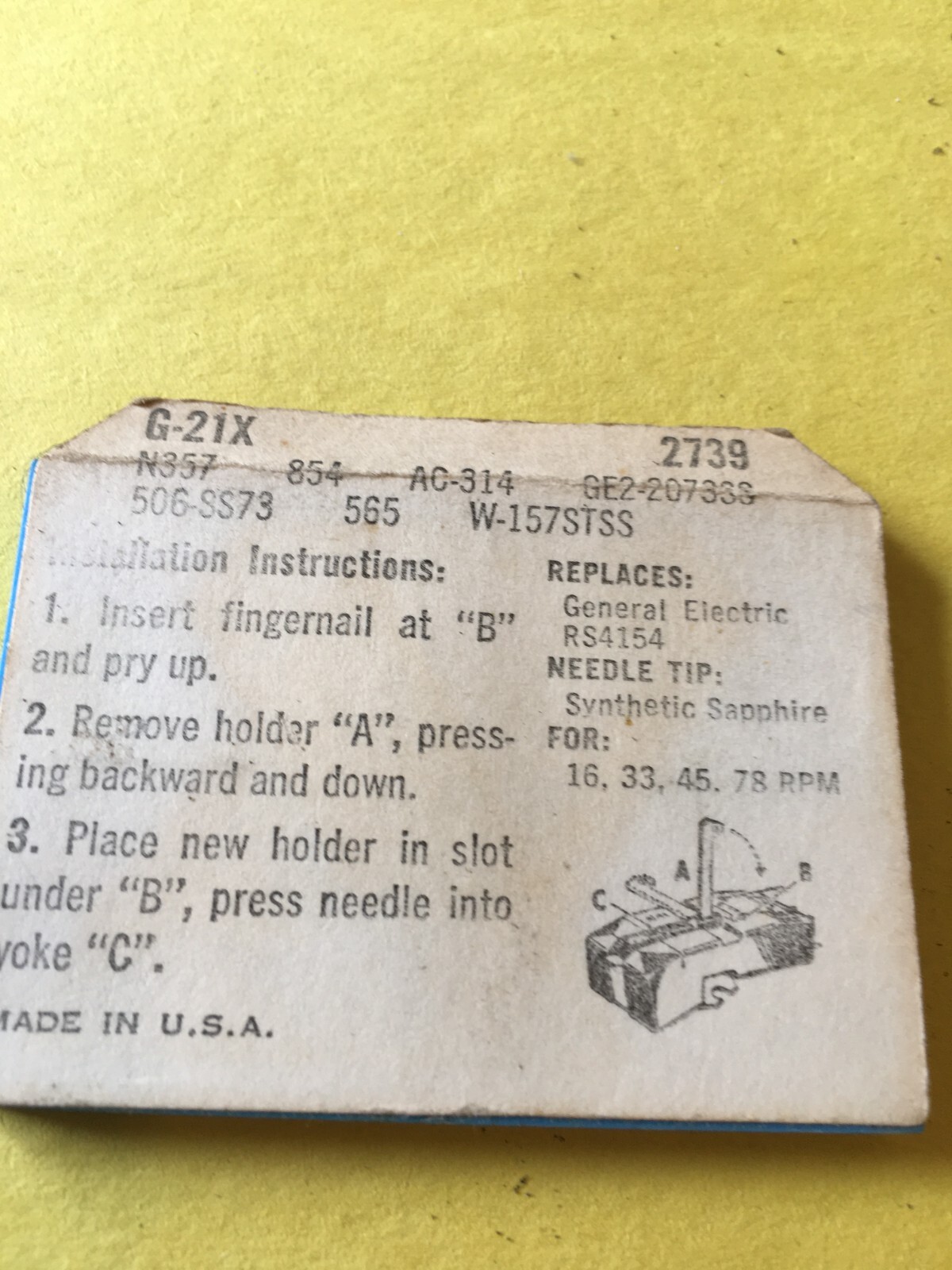 Original NOS Electro Voice Needle Stylus G-21X 2739 fits GE GENERAL ELECTRIC