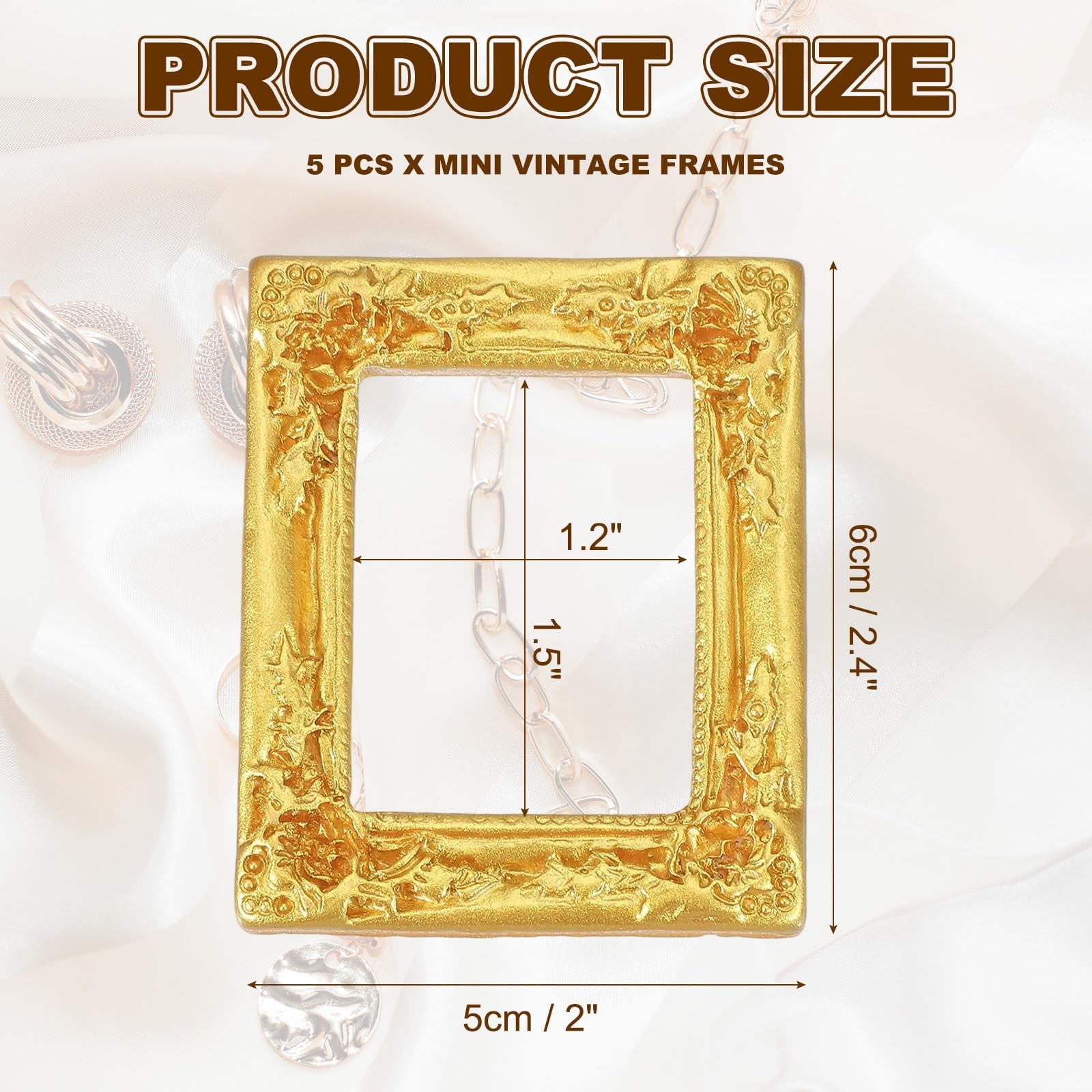 uxcell 5pcs Vintage Resin Picture Frames, Mini Tiny 1.5 x 1.2 inch, Gold