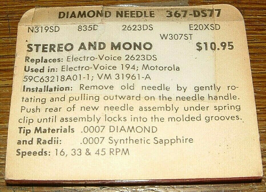 Phonograph NEEDLE 367-DS77 for EV EV194D EV2623DS N319sd 835DS E-20XSD W-307STDS