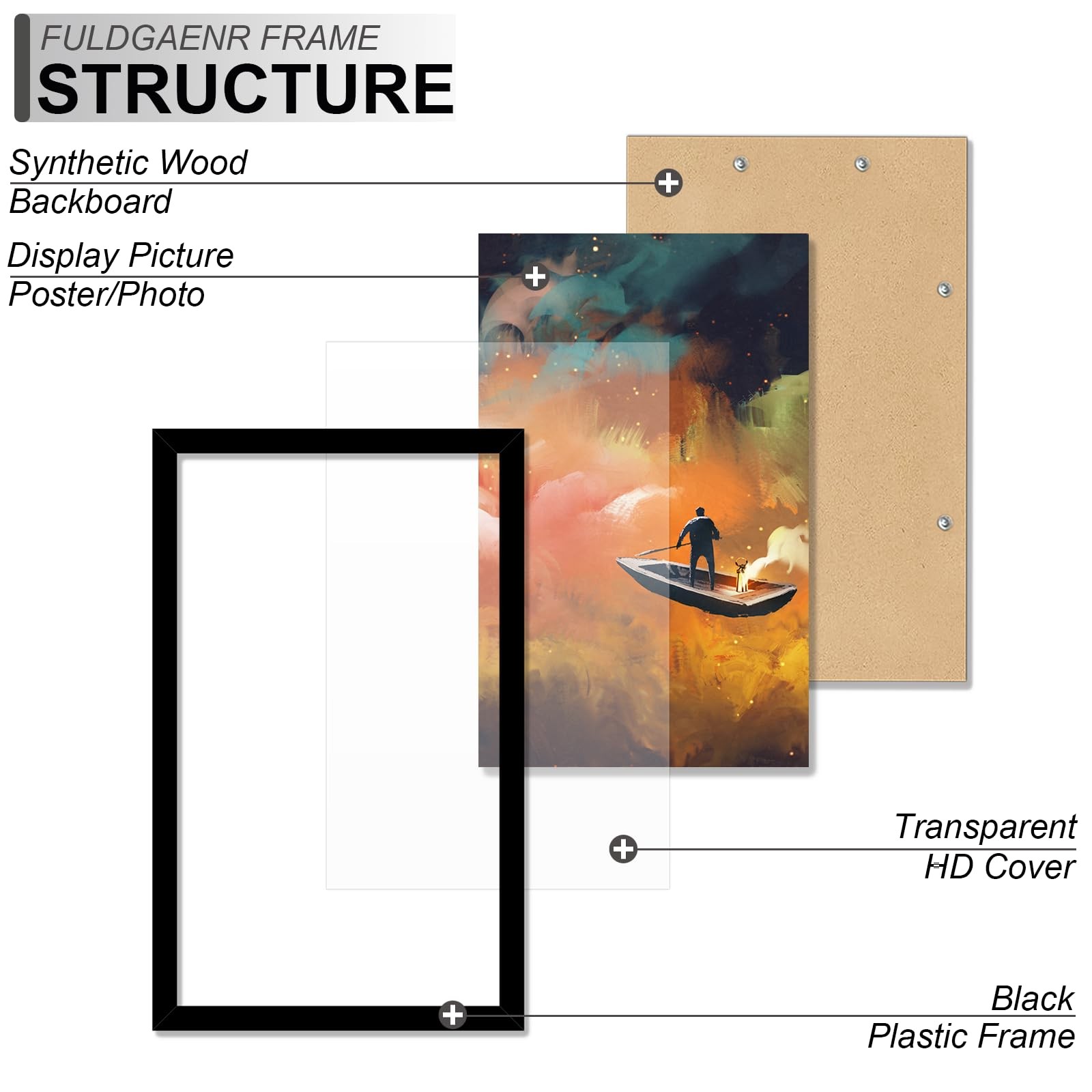 FULDGAENR 6×12 Picture Frame Set of 2, Black Frames for 6 x 12 6×12, BLACK