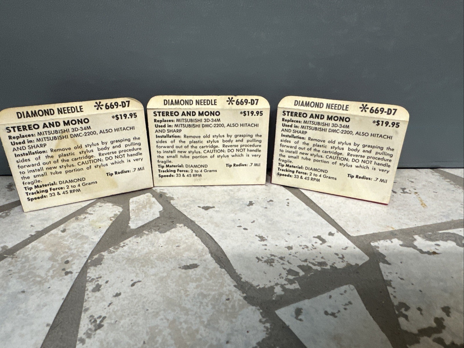 669-D7 Needle Mitsubishi, Hitachi, Sharp 3D-34M (Pfanstiehl) Lot Of (3)