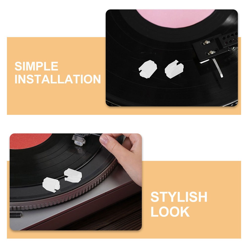 2Pcs Reusable White Plastic Record Needle Protective Cover for Turntables