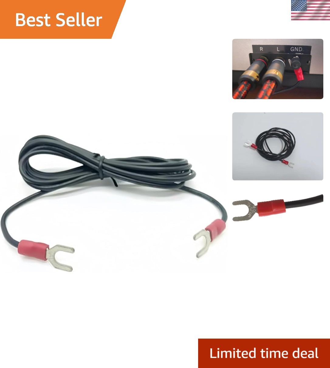 Black 60” Turntable Ground Wire – Male-to-Male Connector for Sound Clarity