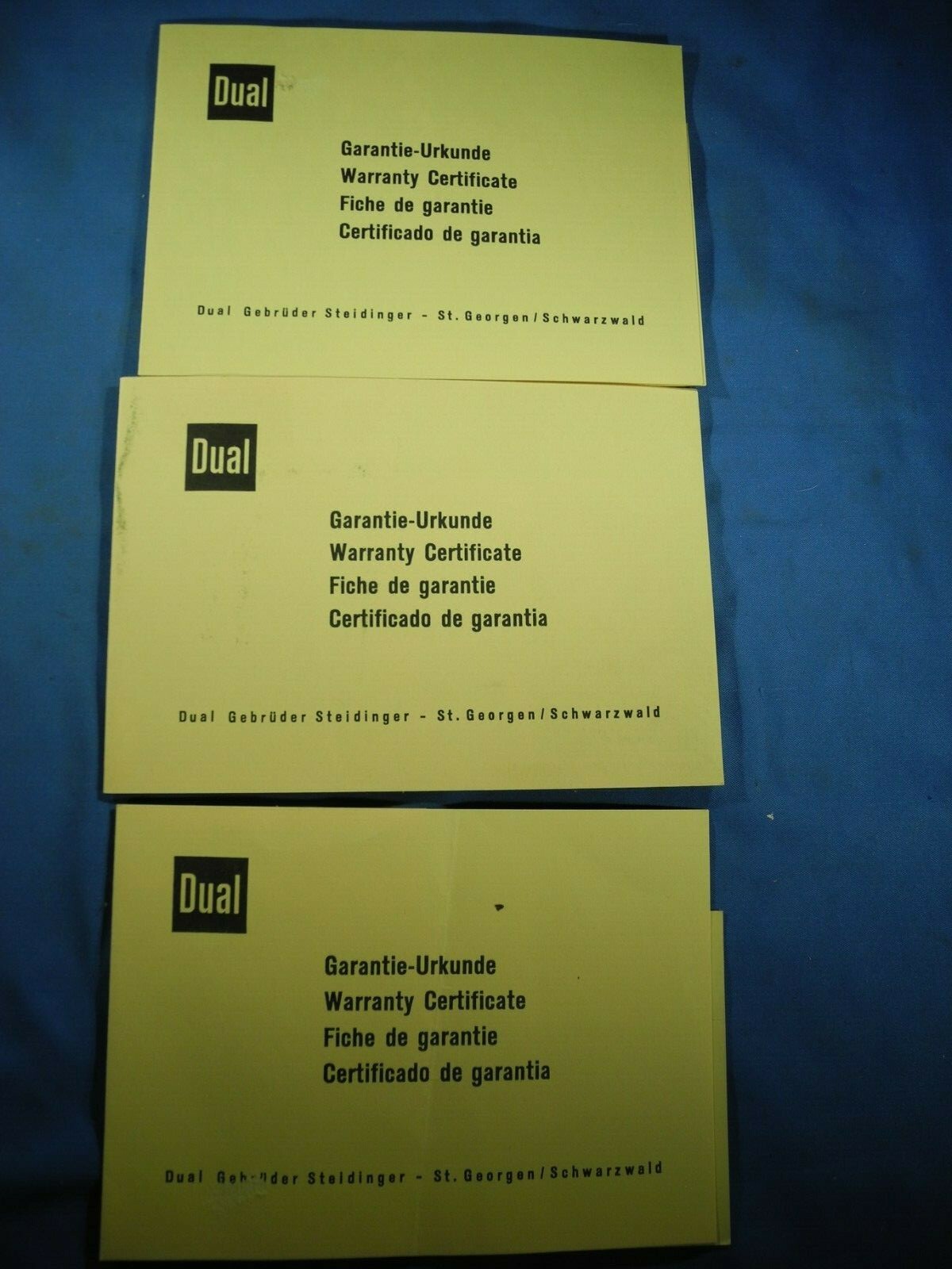 (3) Dual ® Stereo Component Turntable Receiver OEM Original Warranty Cards